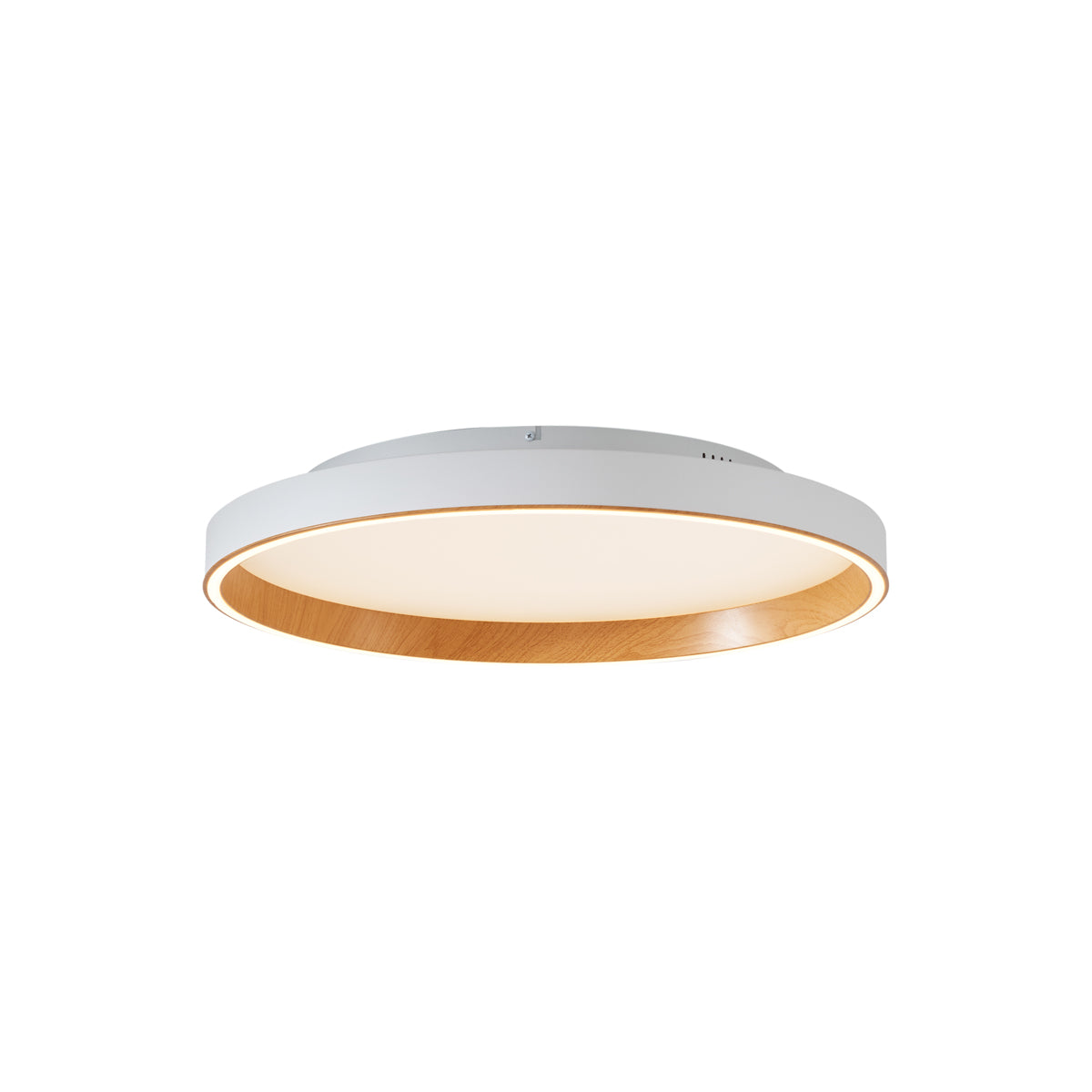 QAZQA Design plafondlamp wit met hout 60cm incl. LED 3-way switch -