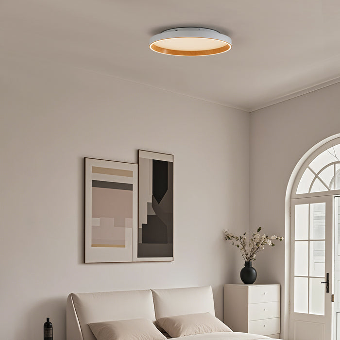 QAZQA Design plafondlamp wit met hout 60cm incl. LED 3-way switch -