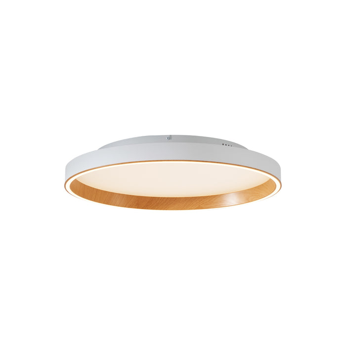 QAZQA Design plafondlamp wit met hout 60cm incl. LED 3-way switch -