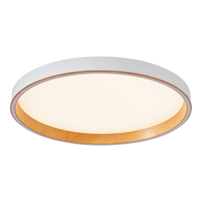 QAZQA Design plafondlamp wit met hout 60cm incl. LED 3-way switch -