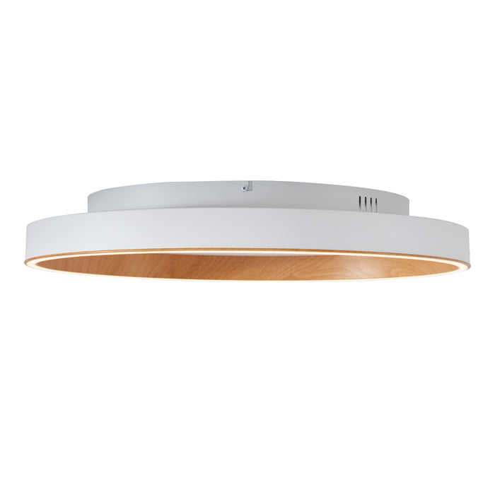 QAZQA Design plafondlamp wit met hout 60cm incl. LED 3-way switch -