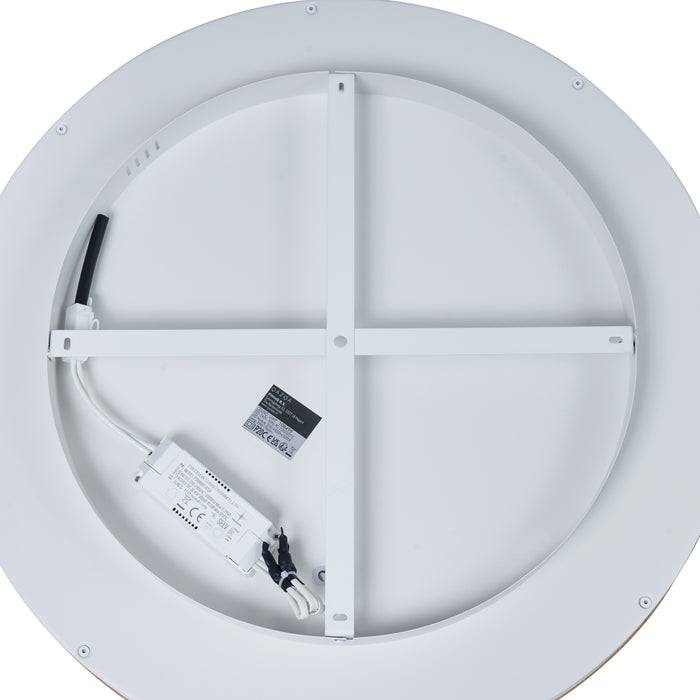 QAZQA Design plafondlamp wit met hout 60cm incl. LED 3-way switch -