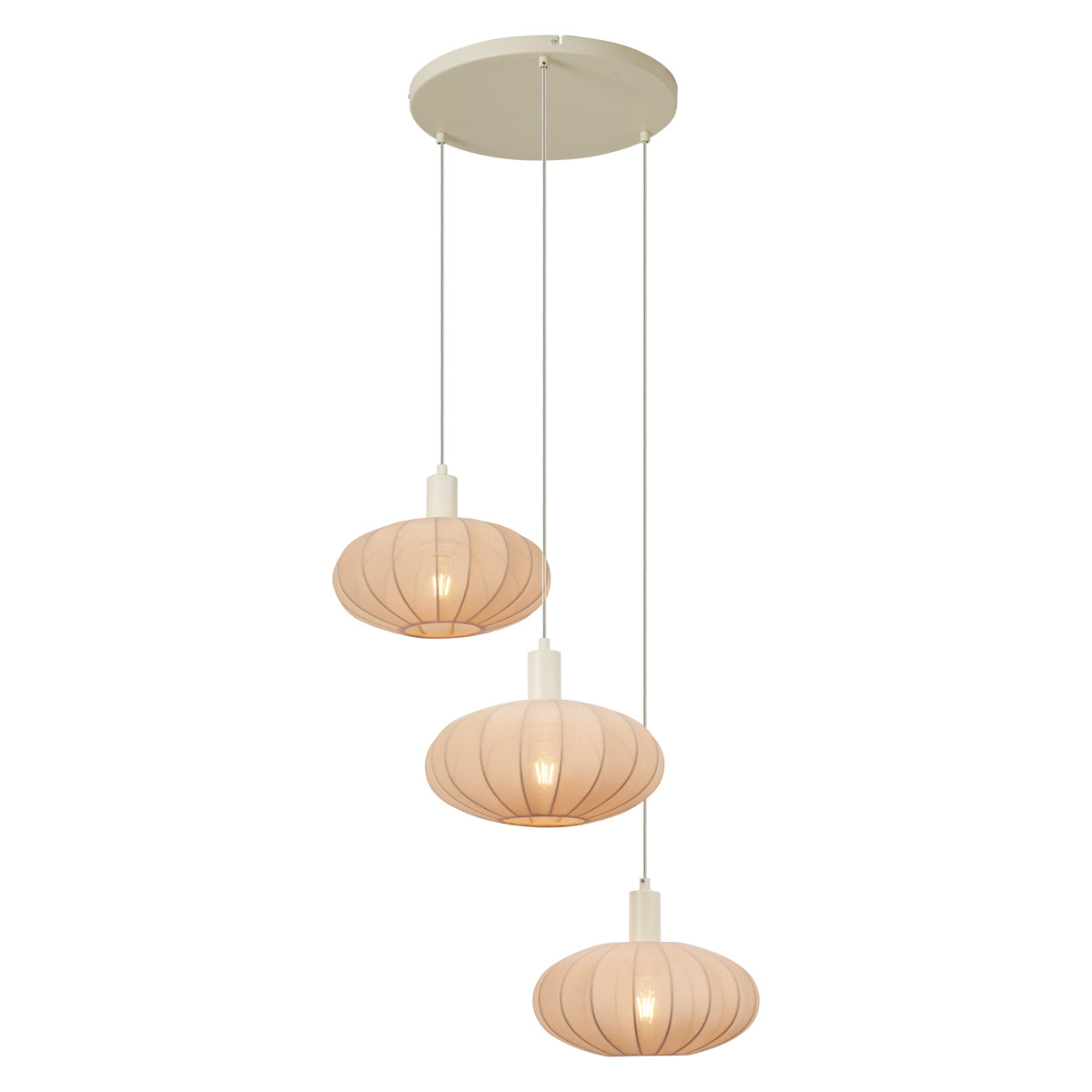 QAZQA Japandi hanglamp beige met stoffen kap 3-lichts - Bida
