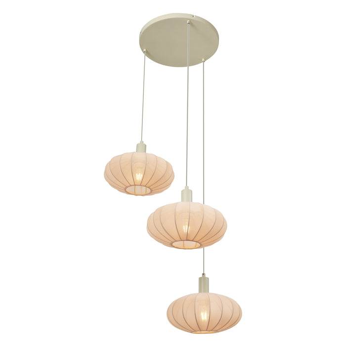 QAZQA Japandi hanglamp beige met stoffen kap 3-lichts - Bida