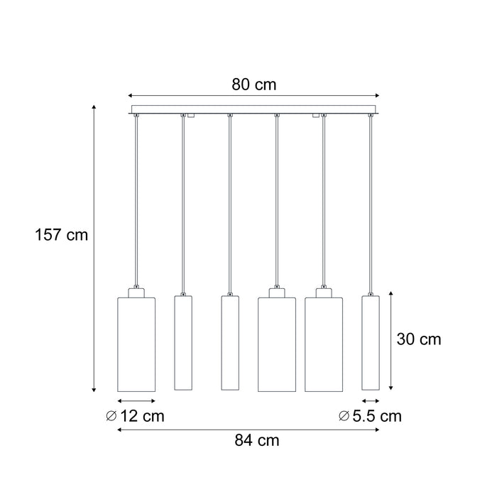 QAZQA Moderne hanglamp zwart met smoke glas 6-lichts - Duplantis
