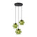 QAZQA Retro hanglamp zwart met groen glas 3-lichts - Denise