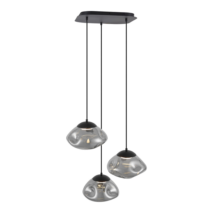 QAZQA Design hanglamp zwart met smoke glas 3-lichts - Gus