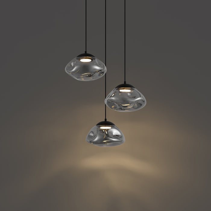 QAZQA Design hanglamp zwart met smoke glas 3-lichts - Gus