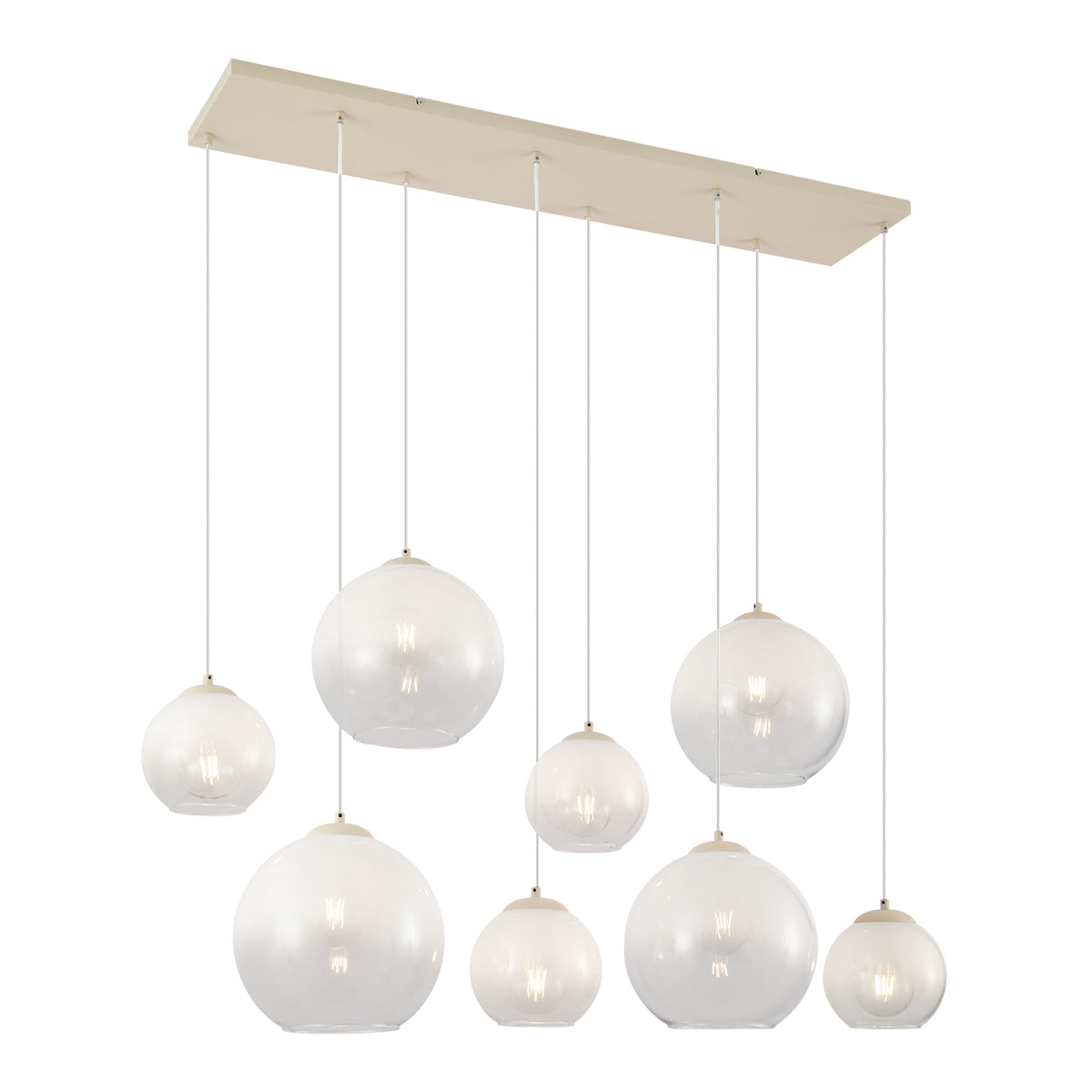 QAZQA Art Deco hanglamp beige met wit glas 8-lichts - Sandra