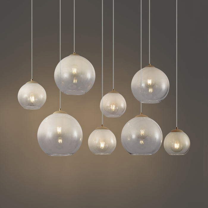 QAZQA Art Deco hanglamp beige met wit glas 8-lichts - Sandra