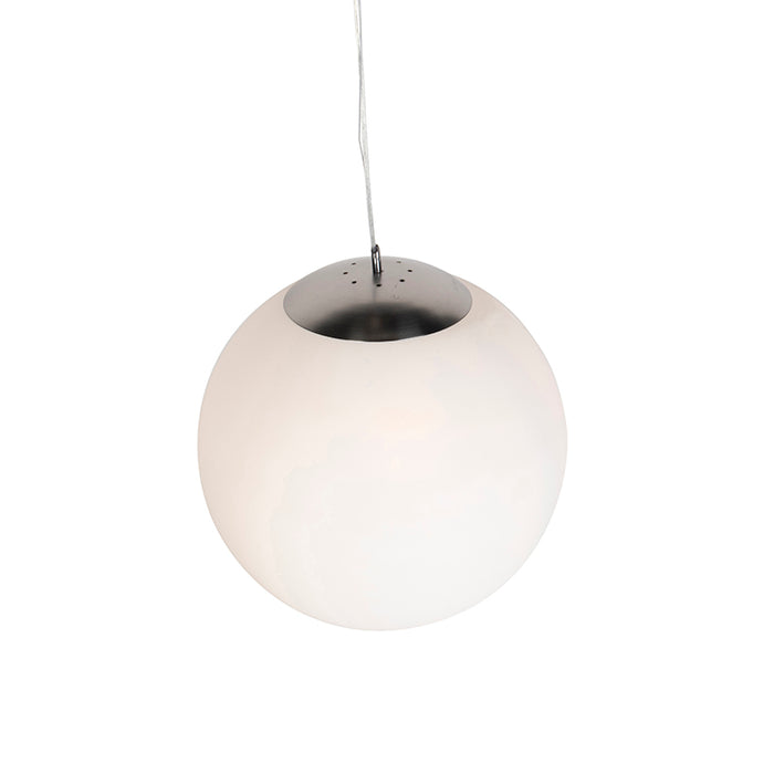 QAZQA Smart scandinavische hanglamp zilver met opaal glas 50cm incl.