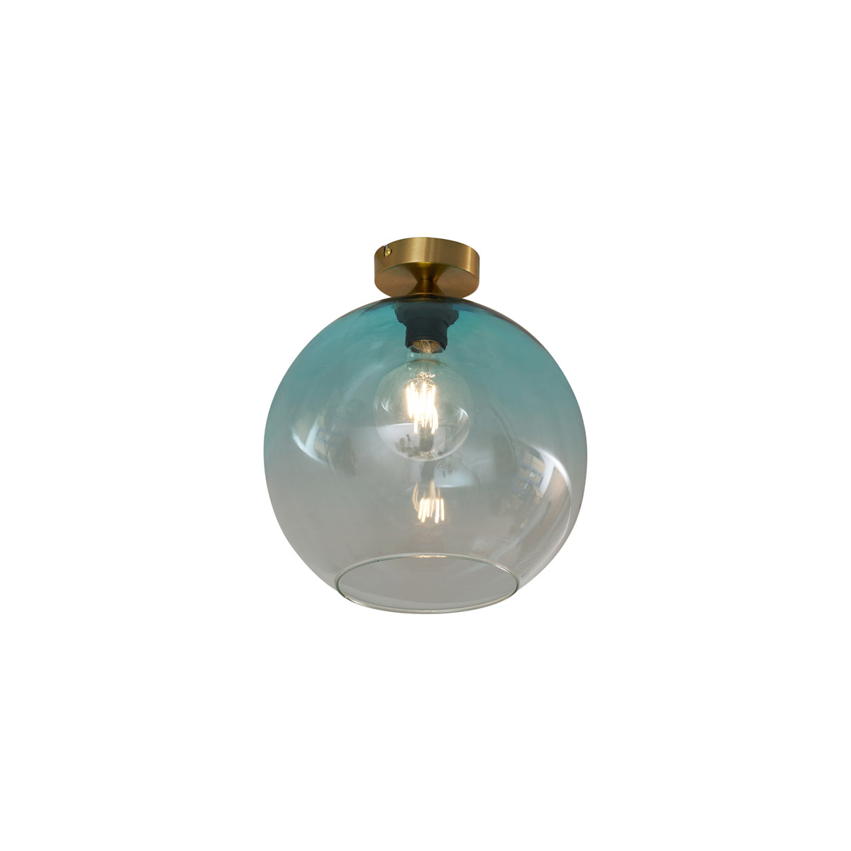 QAZQA Art Deco plafondlamp messing met blauw glas - Sandra