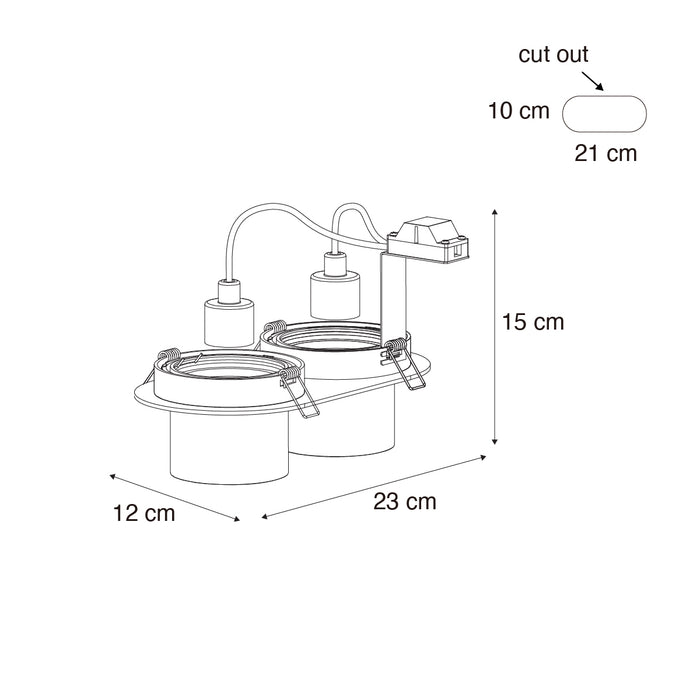 QAZQA Set van 6 inbouwspots zwart GU10 70mm kantelbaar 2-lichts -