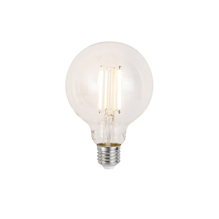 QAZQA Smart hanglamp zwart met messing en amber glas 4-lichts incl. 4