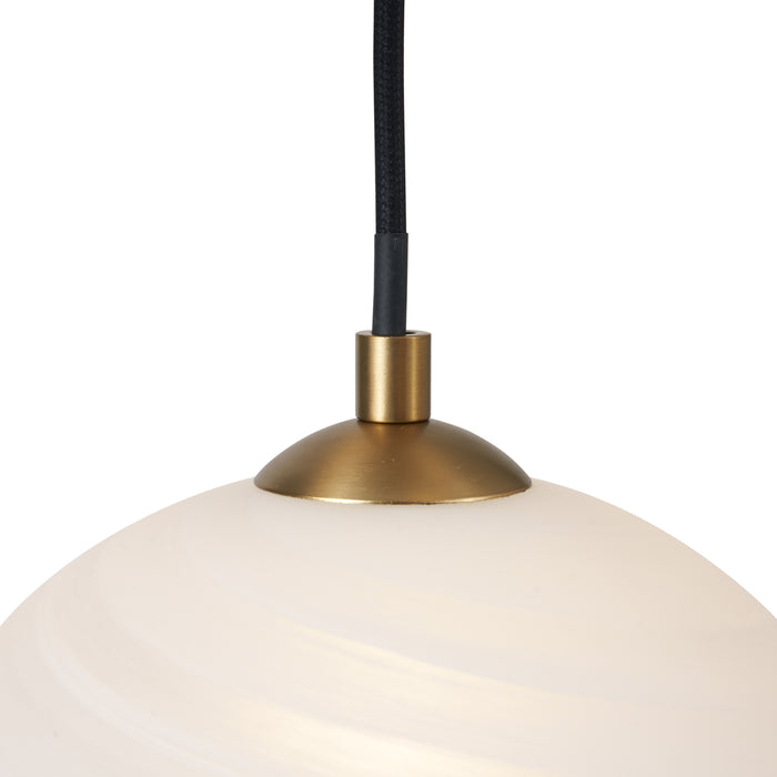 QAZQA Art Deco hanglamp goud met opaal glas 5-lichts - Yani