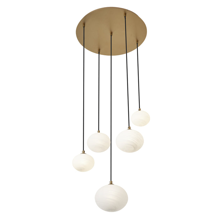 QAZQA Art Deco hanglamp goud met opaal glas 5-lichts - Yani