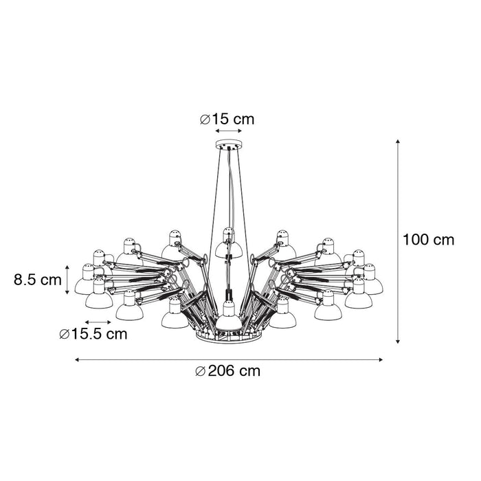 QAZQA Smart hanglamp zwart 16-lichts verstelbaar incl. 16 Wifi A60 -