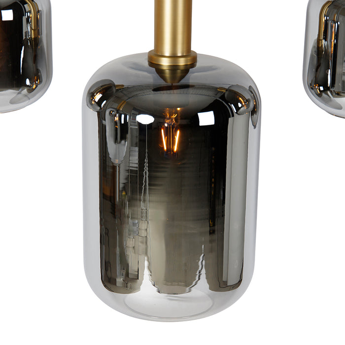 QAZQA Smart hanglamp zwart met goud en smoke glas ovaal 5-lichts