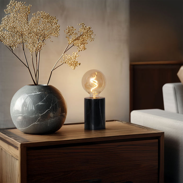 QAZQA Moderne tafellamp zwart marmer - Marissa