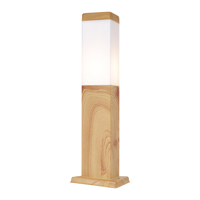 QAZQA Moderne staande buitenlamp staal met hout print 45cm IP44 -