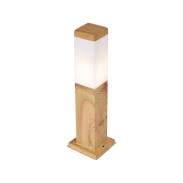 QAZQA Moderne staande buitenlamp staal met hout print 45cm IP44 -