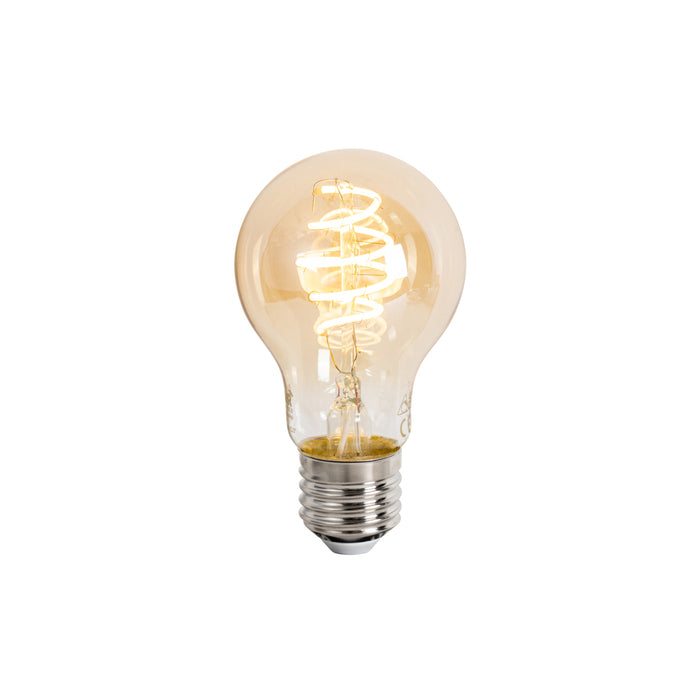 QAZQA Smart plafondlamp zwart met amber glas incl. Wifi A60 - Bizle