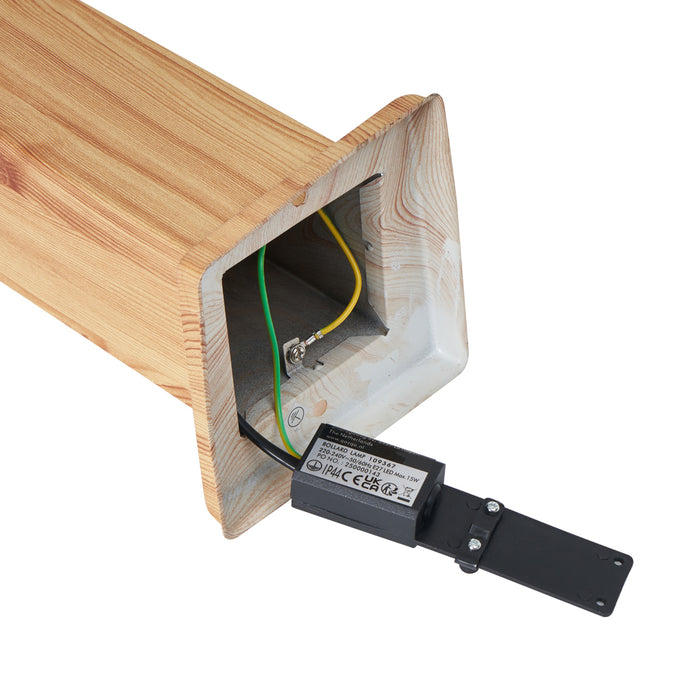 QAZQA Moderne staande buitenlamp staal met hout print 45cm IP44 -