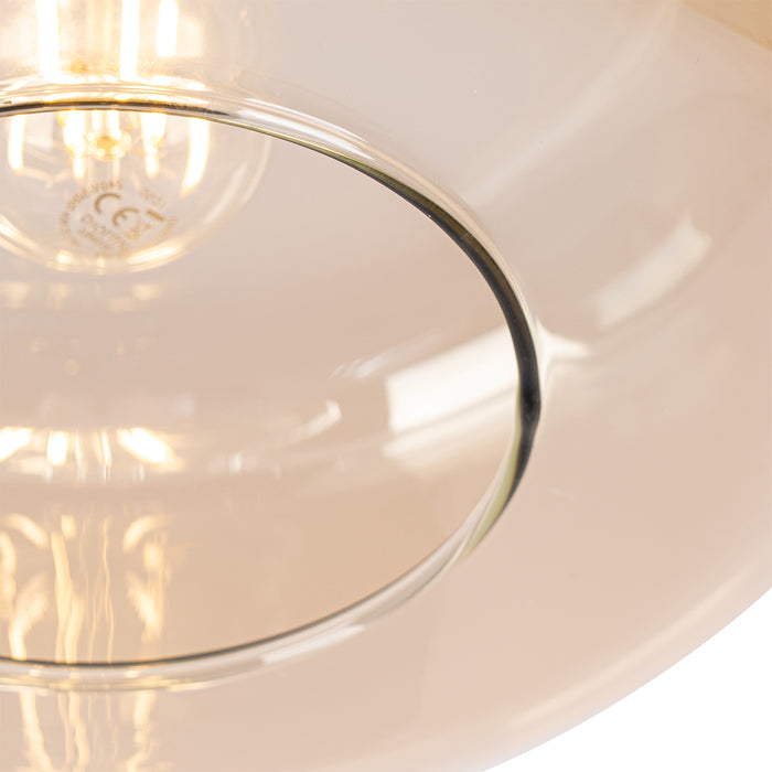 QAZQA Smart plafondlamp zwart met amber glas incl. Wifi A60 - Bizle