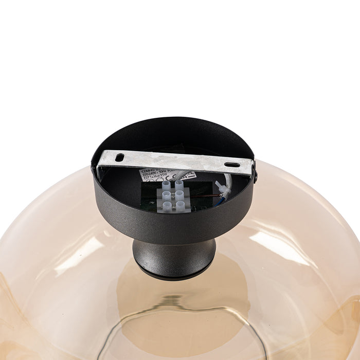 QAZQA Smart plafondlamp zwart met amber glas incl. Wifi A60 - Bizle