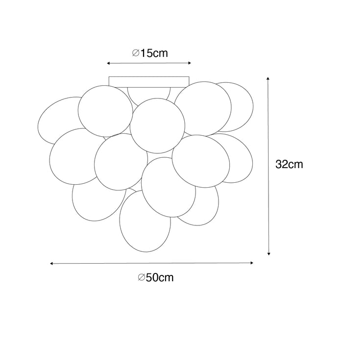 QAZQA Smart plafondlamp zwart met opaal glas 6-lichts incl. 6 Wifi G9