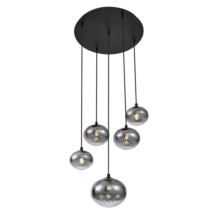 QAZQA Moderne hanglamp zwart met smoke glas - Jia