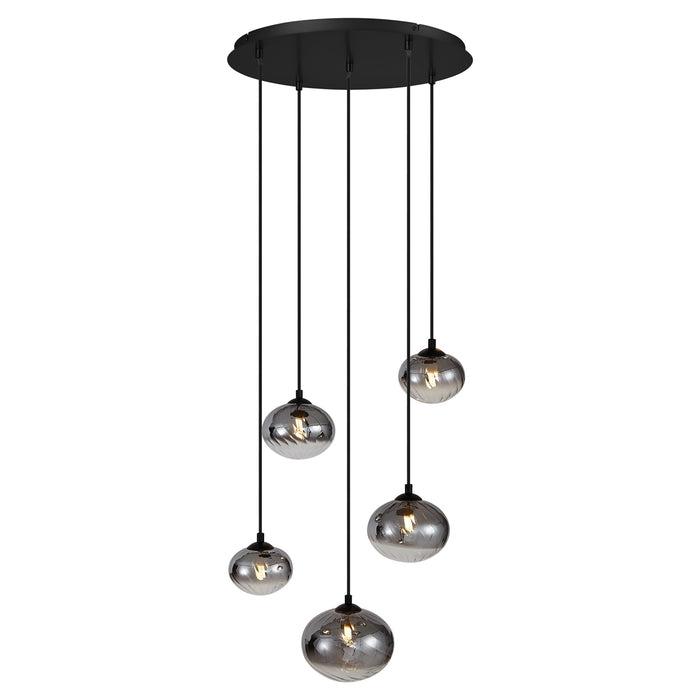 QAZQA Moderne hanglamp zwart met smoke glas - Jia