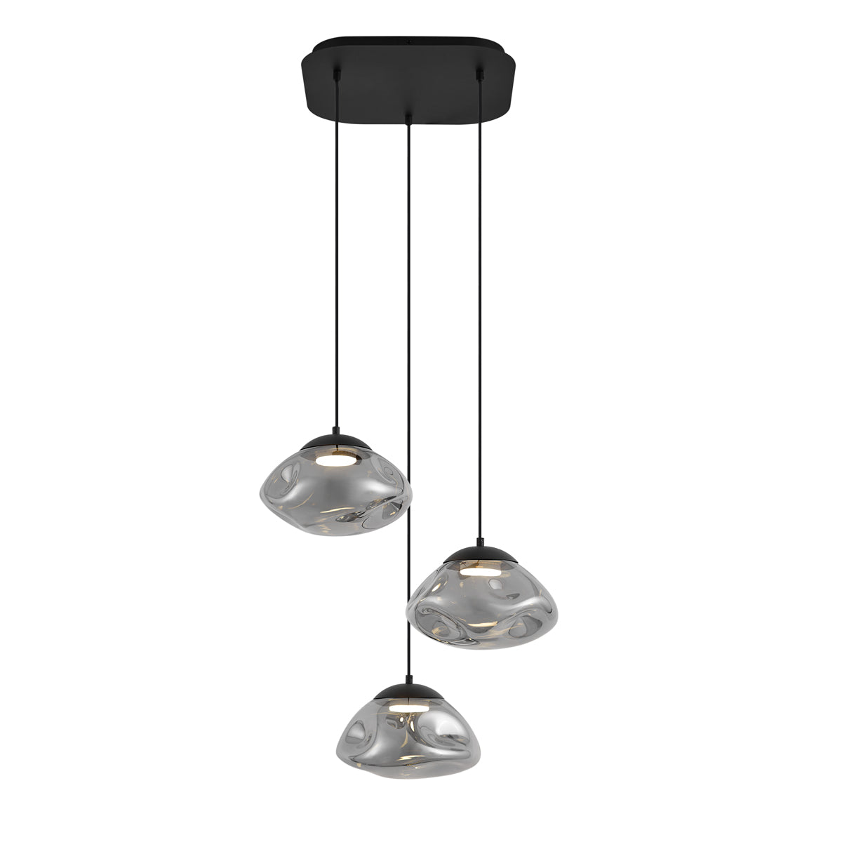QAZQA Design hanglamp zwart met smoke glas 3-lichts - Gus