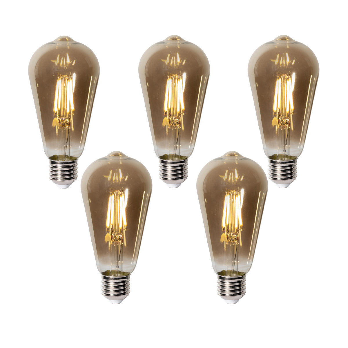 LUEDD Set van 5 E27 dimbare LED lampen ST64 smoke glas 5W 450 lm