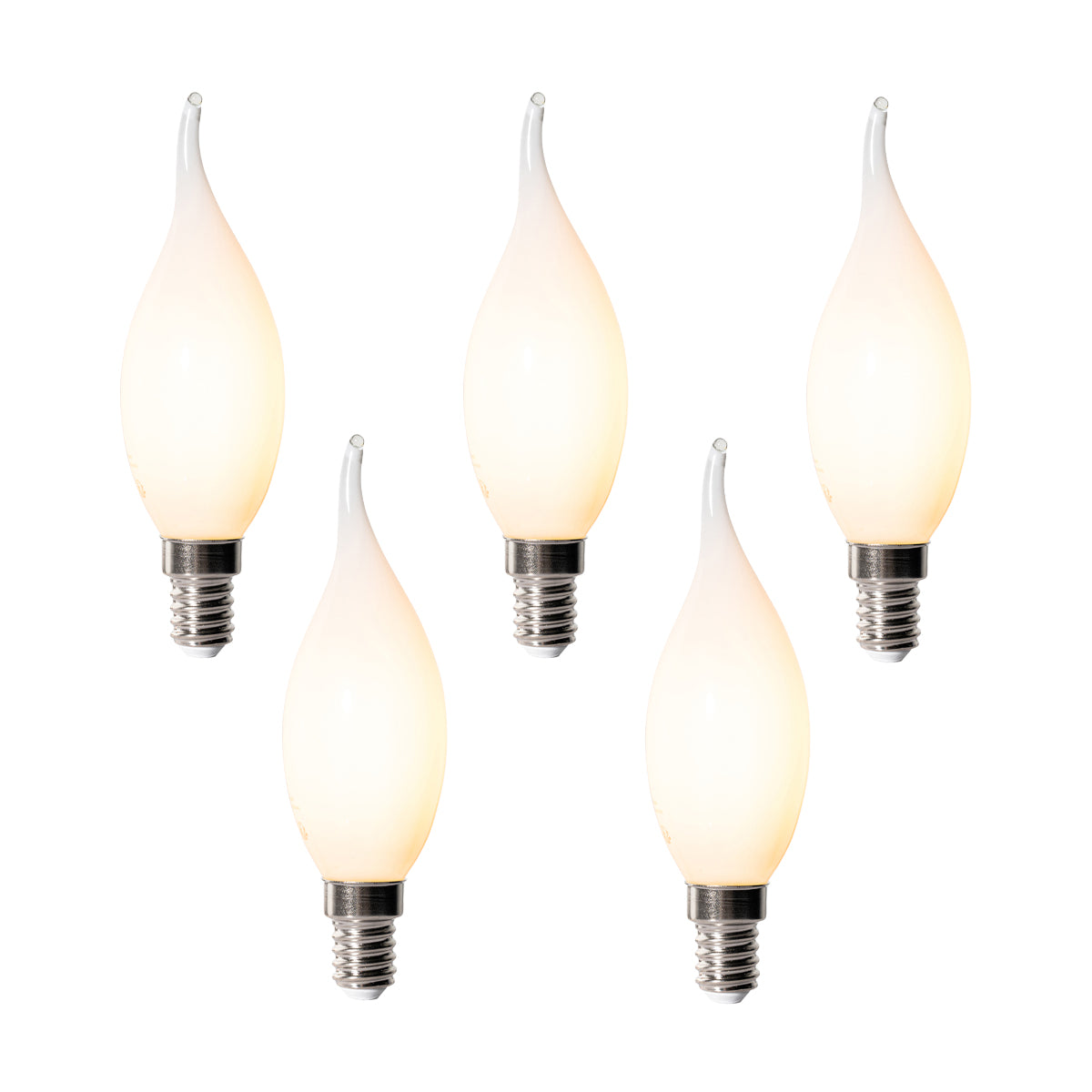 LUEDD Set van 5 E14 dimbare LED lampen BXS35 opaal 4W 450 lm 2200K