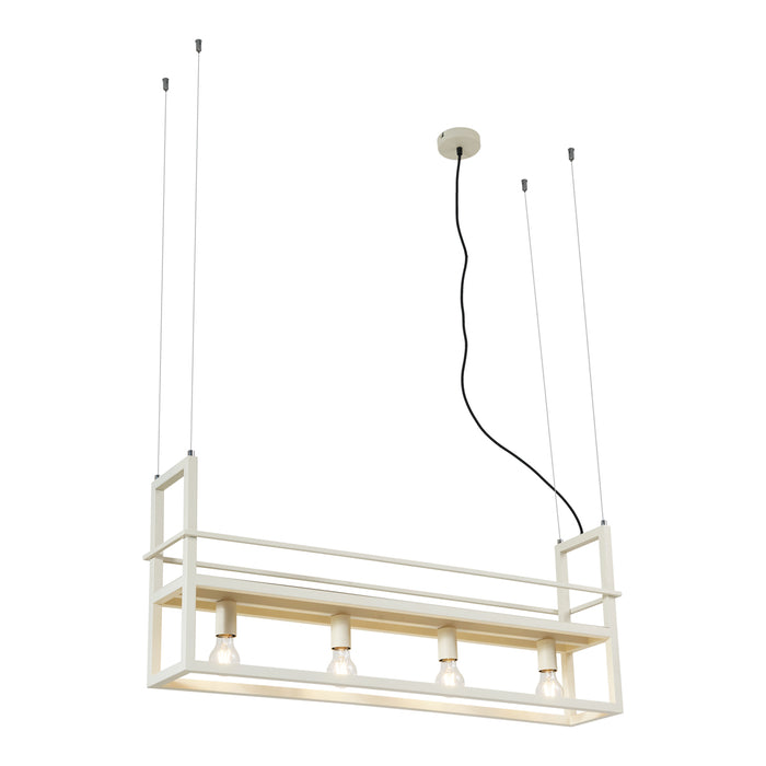 QAZQA Industriële hanglamp beige 4-lichts - Cage Rack