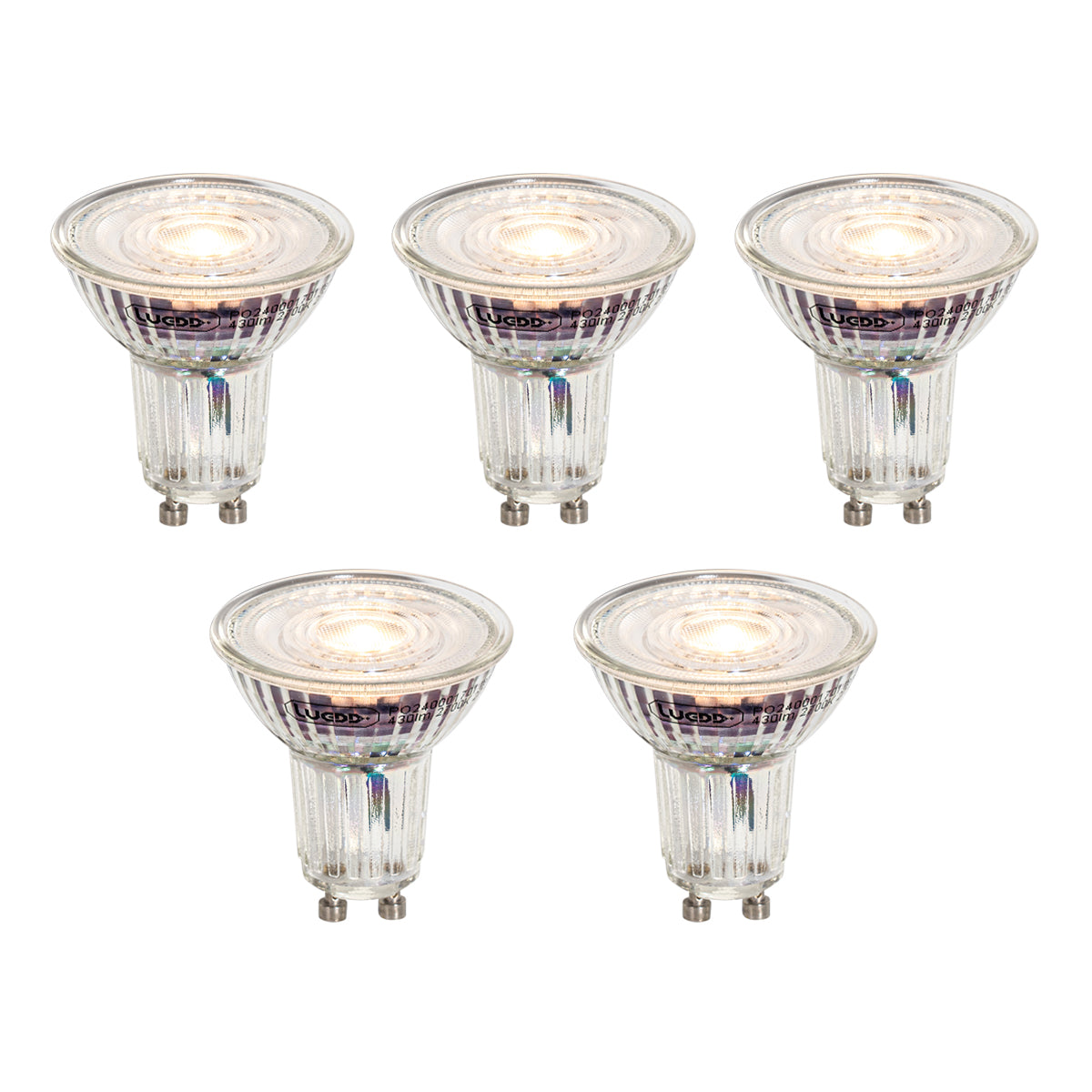 LUEDD Set van 5 GU10 50mm dimbare LED lampen helder 4.9W 430 lm 2700K