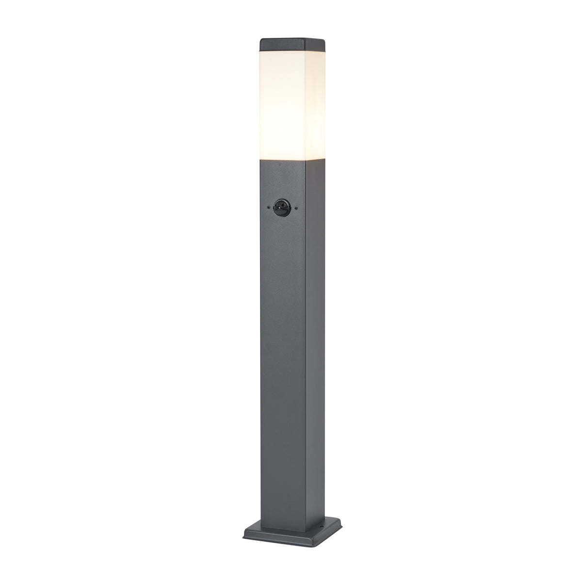 QAZQA Buitenlamp donkergrijs met opaal glas 80cm IP44 met stopcontact