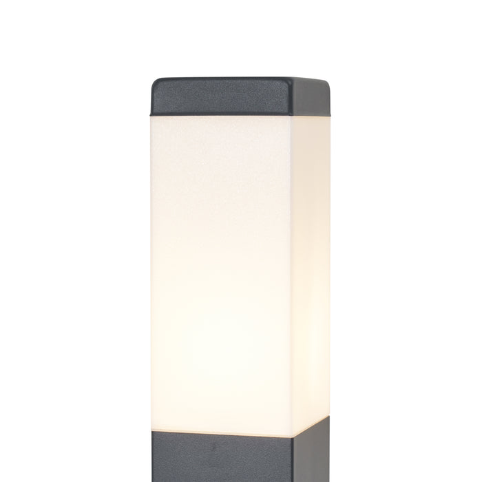 QAZQA Buitenlamp donkergrijs met opaal glas 80cm IP44 met stopcontact