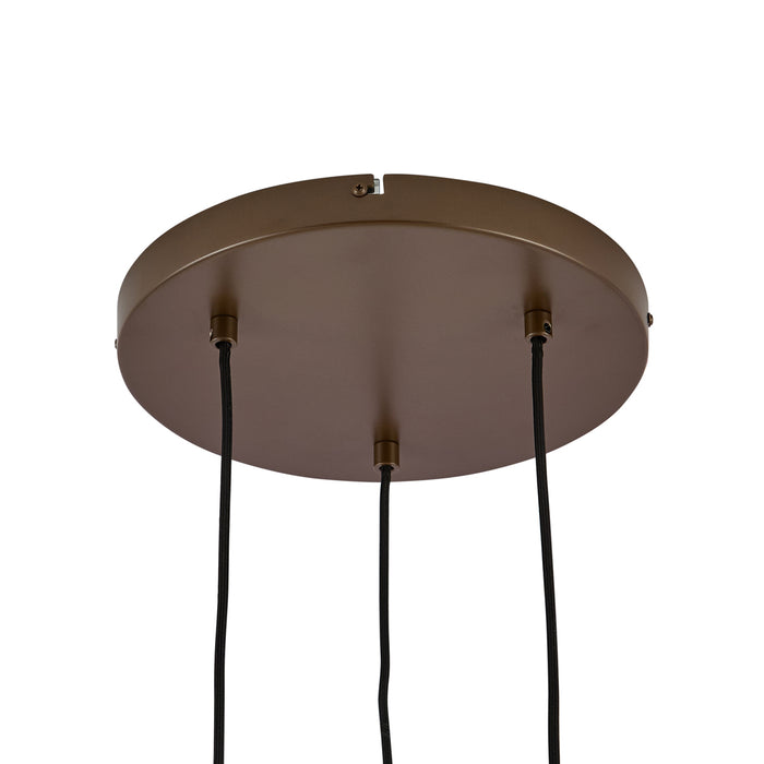 QAZQA Hotel Chique hanglamp donker brons met amber glas 3-lichts -