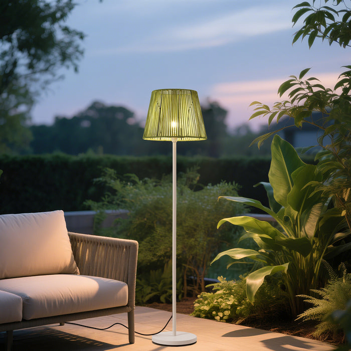 QAZQA Buiten vloerlamp wit met kap groen touw IP44 - Virginia Jayla