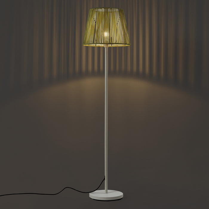 QAZQA Buiten vloerlamp wit met kap groen touw IP44 - Virginia Jayla
