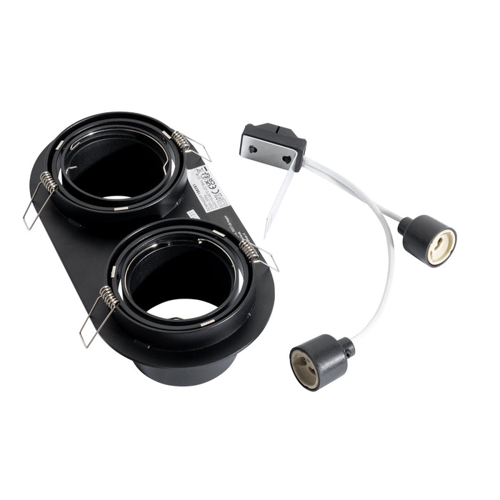 QAZQA Set van 6 inbouwspots zwart GU10 70mm kantelbaar 2-lichts -