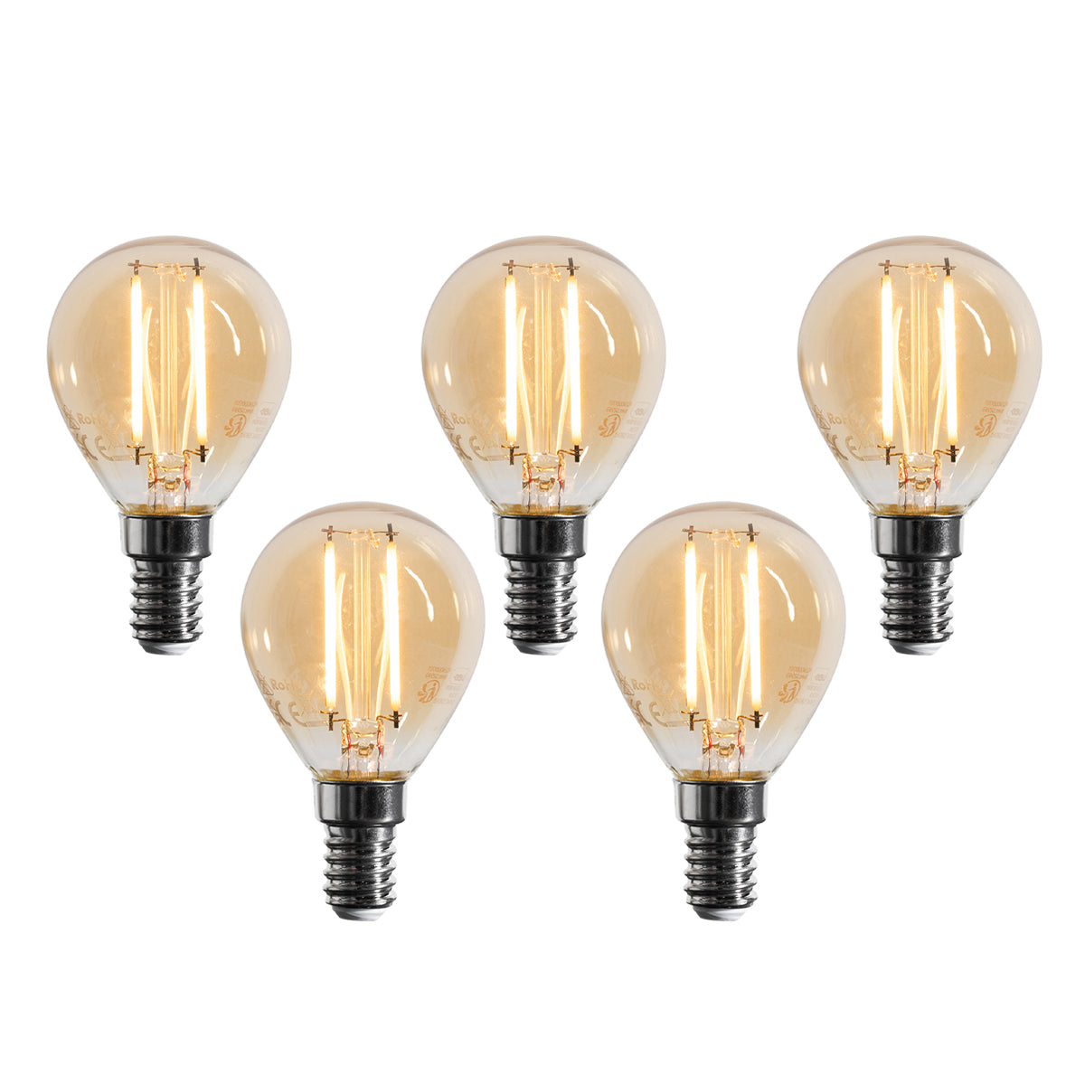 LUEDD Set van 5 E14 dimbare LED lamp G45 goud 4W 330 lm 2100K