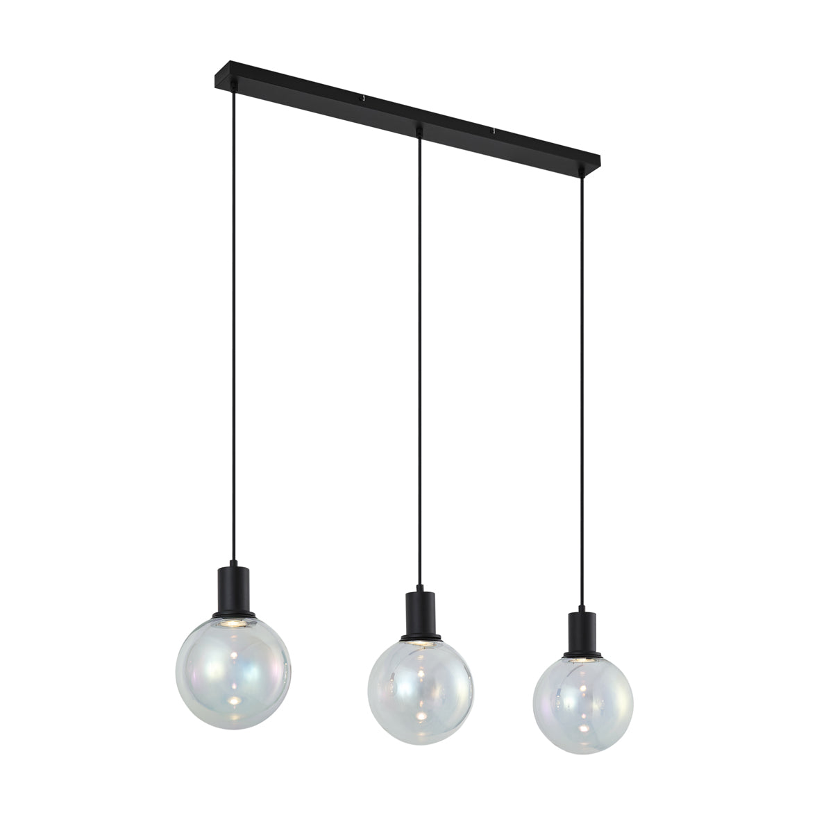 QAZQA Design hanglamp zwart met regenboog glas langwerpig 3-lichts -