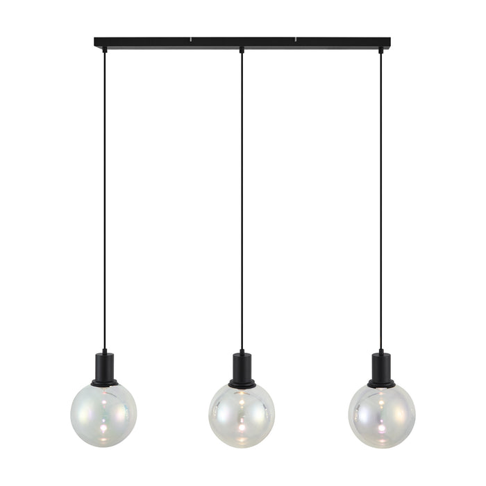 QAZQA Design hanglamp zwart met regenboog glas langwerpig 3-lichts -