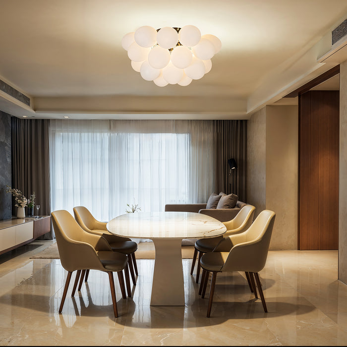 QAZQA Smart plafondlamp zwart met opaal glas 6-lichts incl. 6 Wifi G9