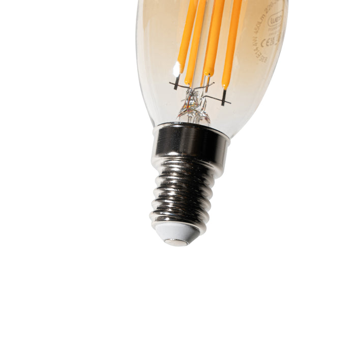 LUEDD E14 dimbare LED lamp B35 goud 4W 450 lm 2200K
