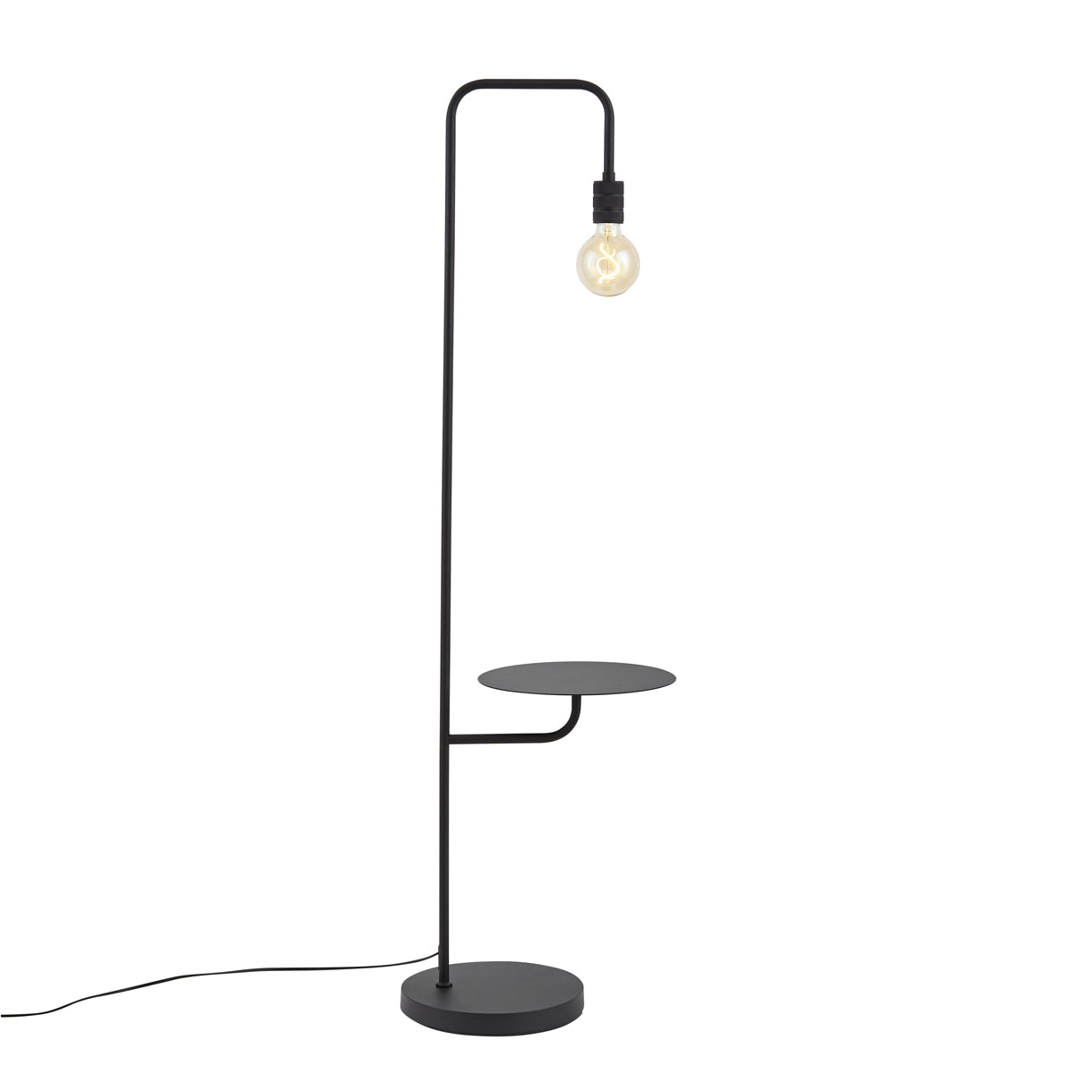 QAZQA Moderne vloerlamp zwart met ronde tafel - Ostrich