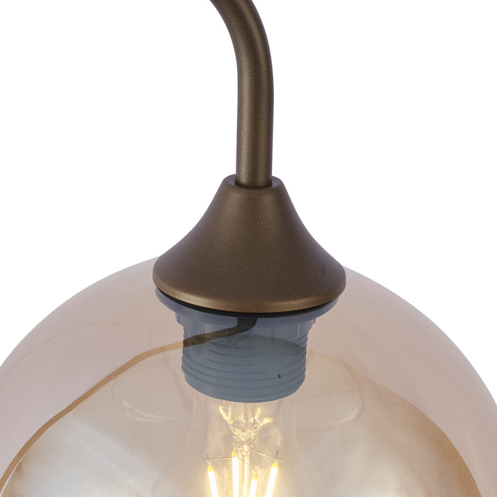 QAZQA Art Deco vloerlamp donker brons met amber glas - Sandra
